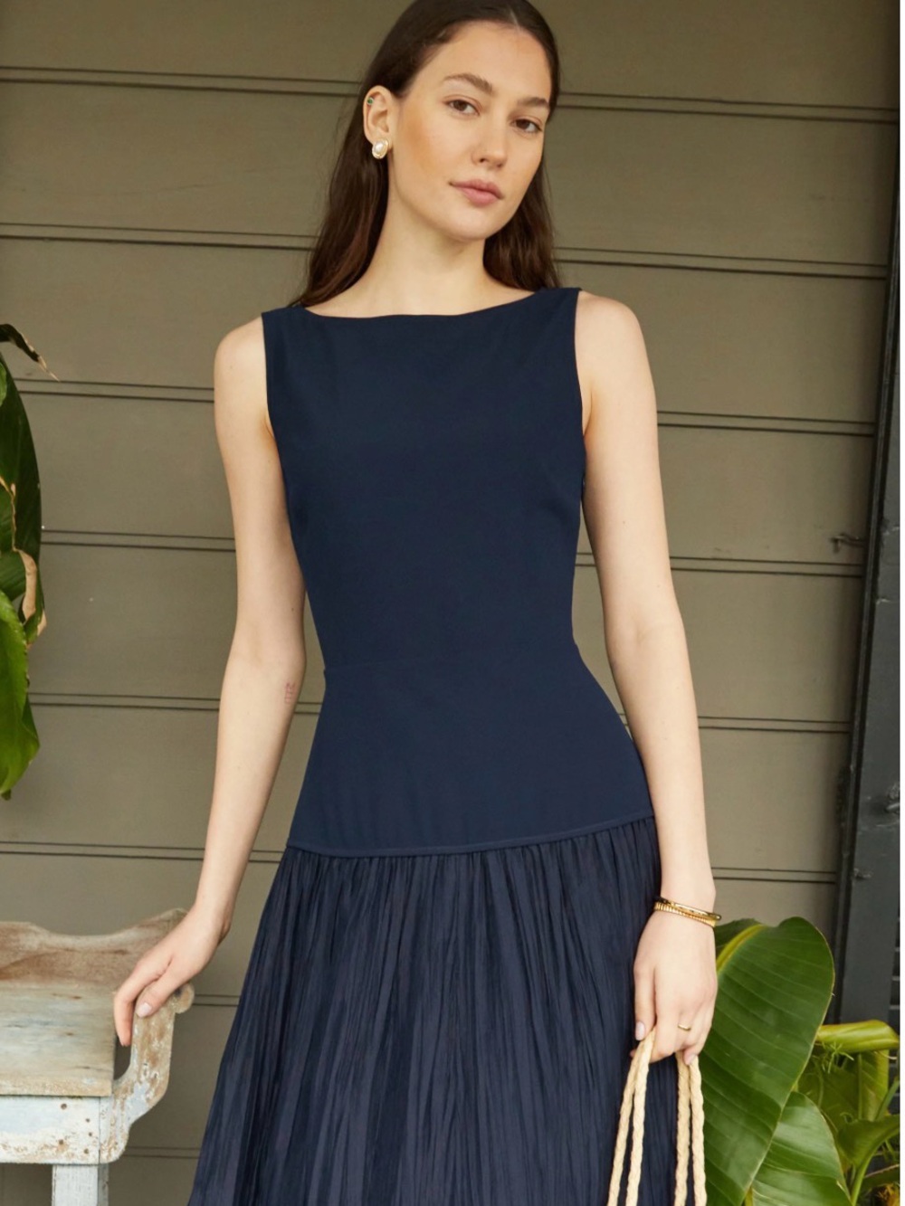 Sleeveless Boatneck Dress in Navy - Jenny Kayne Factory